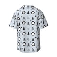 thumbnail image 4 of Goofa penguin tree star Printed Men's Casual Short-sleeved Shirt,Lightweight Breathable Button-down,Summer Casual men's top,Versatile Fashion shirt-XX-Large, 4 of 7