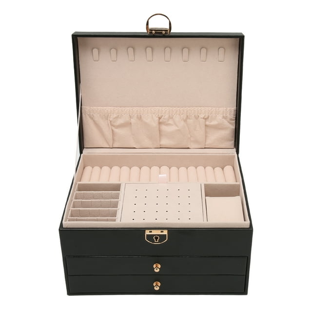 Necklace Earrings Box,PU Leather Jewelry Box Jewelry Boxwith Drawers Jewelry Organizer Case Versatile Functionality