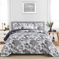 thumbnail image 2 of Juego de edredón WONGS BEDDING Botanical Queen Size, negro, 3 piezas, 2 of 7