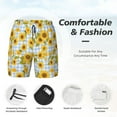 thumbnail image 3 of KLL Blue White Plaid Sunflower for Mens Swim Trunks Quick Dry Swim Shorts with Built-in Compression Liner Funny Swimwear Bathing Suits-3X-Large, 3 of 6