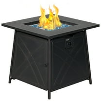 Bali Outdoors 28" Gas Fire Pit Table with Blue Glass Stones