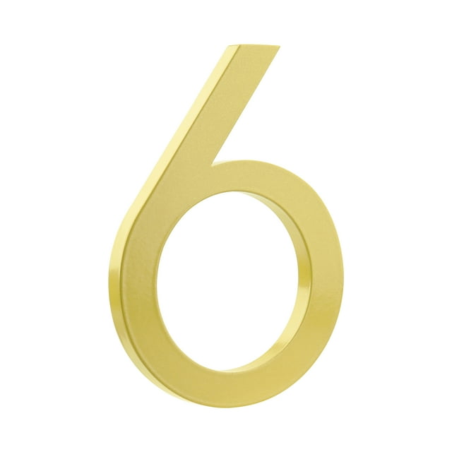 HASWARE 6 inch (15 cm) Floating House Number Apartment Door Numbers Mailbox Address Sign, Aluminum Alloy (#6, Golden)