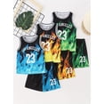 thumbnail image 7 of Fdqin Boys' Athletic Shorts Set 6 Pieces Basketball Jersey Tank Top and Shorts Set Summer Outfits for Kids Blue Yellow Green 9-10Y, 7 of 7