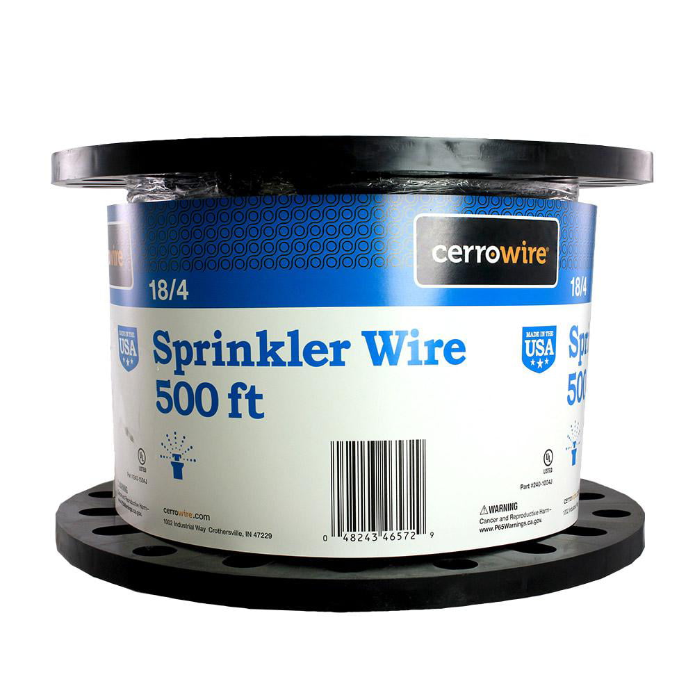 Solid UL Burial Sprinkler/Lighting System 500 ft 18/4 Electrical Wire Black 