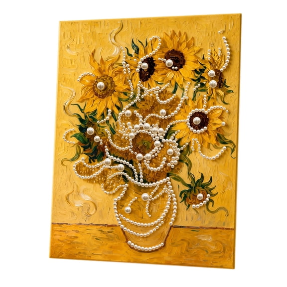 Pearl Diamond Art Kit Sunflower Design, DIY Bead Painting Craft Set with Supplies for Home Wall Decor, Creative Handmade Decoration