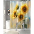 thumbnail image 3 of Split Shower Curtain for Transfer Bench, Sunflower Fabric Shower Curtains for Bathroom, Watercolor Yellow Floral Botanical Tub Sliding Transfer Bench Waterproof Bath Curtains 72"x96", 3 of 9