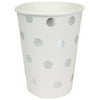 Just Artifacts Polka Dot Party Paper Cups (24pc, Metallic Silver)