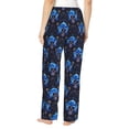 thumbnail image 3 of Goofa cool blue flower Skull Printed Soft Pajama Pants for Women, Wide Leg Comfy Casual Lounge Yoga Pants-Large, 3 of 9