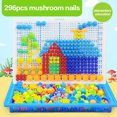 thumbnail image 4 of 296Pcs Kid Mushroom Pin Toy Children Education Plastic Assembly Blocks Hand Eye Coordination Toy, 4 of 7