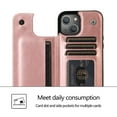 thumbnail image 4 of Apple iPhone 13 Wallet Case with Card Holder, Dteck PU Leather Kickstand Card Slots Case, Double Magnetic Clasp and Durable Shockproof Cover For iPhone 13,Rosegold, 4 of 8