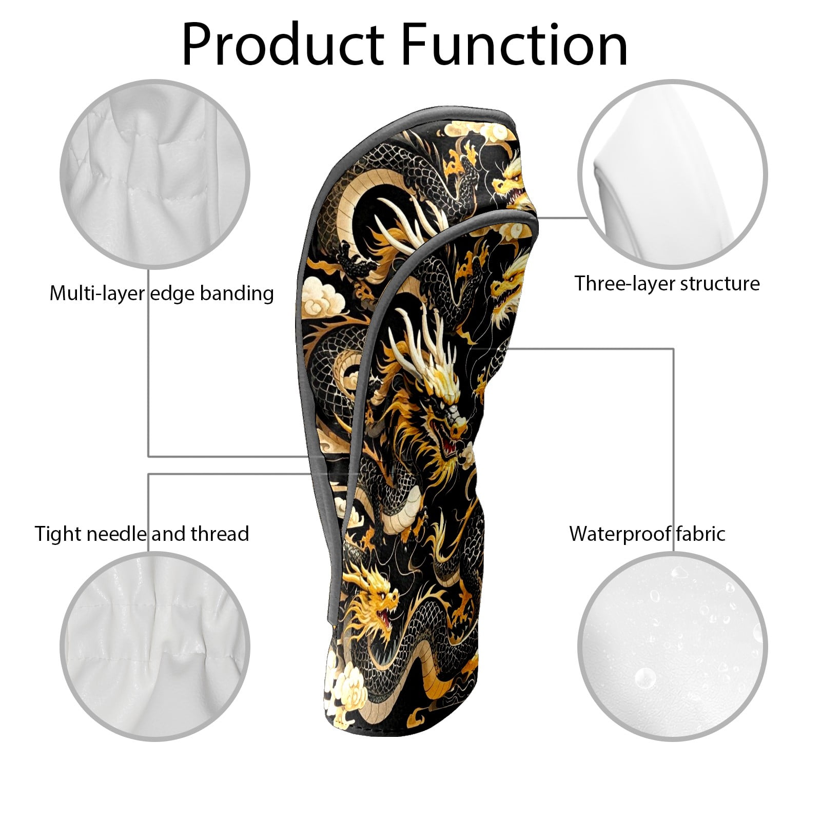 Golf Club Head Cover Waterproof Leather Golf Accessories HeadCovers Set Driver Headcover for Women Men Dargon