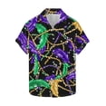 thumbnail image 2 of Ceisia Men's Mardi Gras Festive Print Short Sleeve Button-Up Shirt Collection | Feather & Bead Web Button-Up Shirt Gifts, 2 of 7