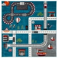 thumbnail image 2 of SAFAVIEH Carousel Kids Devan Train Track Area Rug, Turquoise/Ivory, 5'3" x 5'3" Square, 2 of 11
