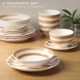 thumbnail image 2 of Gibson Home Kenwood Shores 16 Piece Stoneware Dinnerware Set, Hand-Painted Plates and Bowls, Service for 4 - Brown Striped, 2 of 5