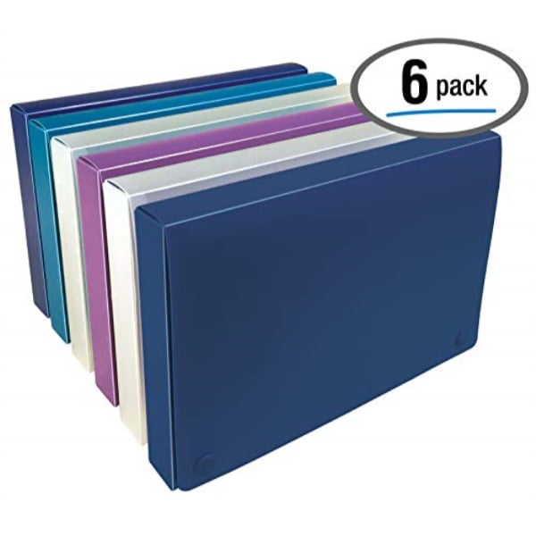 5 x 8 inch index card case by better office products, 6 pack, semi-rigid plastic, with clear index dividers, assorted colors will vary