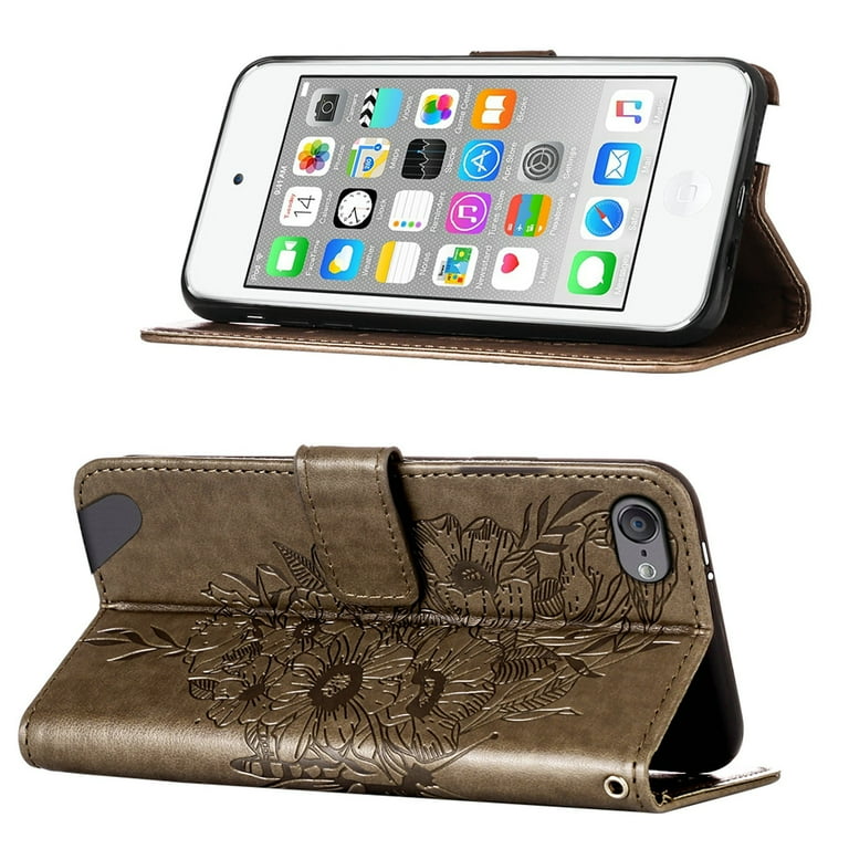 iPod tucthカバー iPod Touch 7 Case,iPod Touch 6 Case, Embossed Butterfly PU