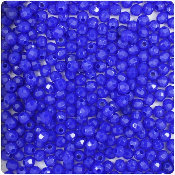 BeadTin Royal Blue Opaque 4mm Faceted Round Craft Beads (1350pcs)