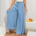 thumbnail image 3 of Wide Leg Palazzo Pants for Women with Pockets Flowy Elastic Waist Business Causal Pants Summer Beach Travel Trousers, 3 of 6