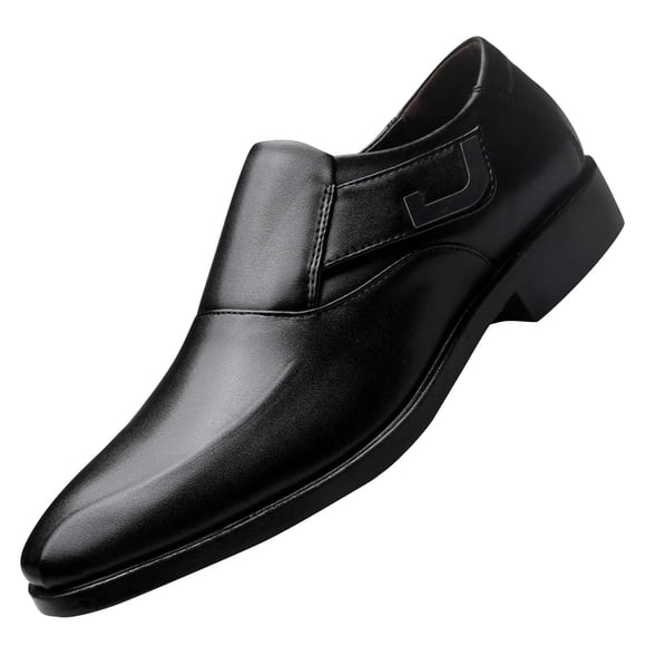 Mens Dress Shoes British Style Simplicity Pointy Toe Slip on Soft Soles Breathable Comfortable Fashion Classic Formal Business Casual Leather Shoes Black