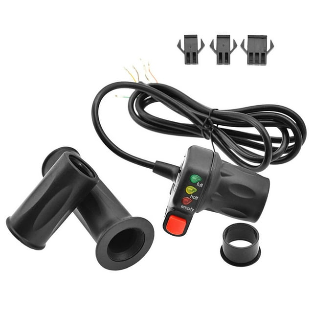 WUXING 48V Electric Bike Twist Throttle with LED Display, Plastic Handlebar Grip, 176cm Cable, Fits 2.2cm Bars, 287g Lightweight
