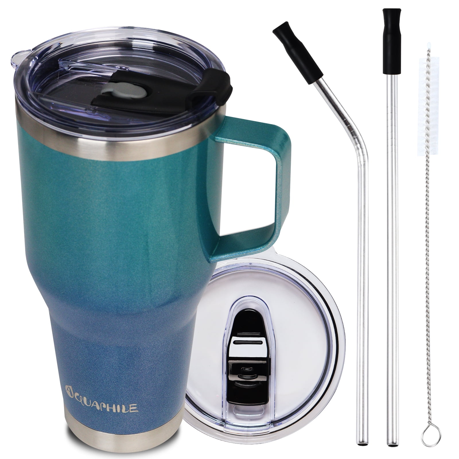 AQUAPHILE 40oz Stainless Steel Tumbler with Handle, Double Walled
