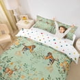 thumbnail image 2 of Erosebridal Vintage Floral Queen Duvet Cover Set, Wild Tiger Moose Squirrel Bedding, Green, Polka Dots Reversible, 3pcs 1 Duvet Cover and 2 Pillowcases, No Comforter, 2 of 6