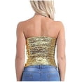 thumbnail image 4 of Women's Sparkly Sequin Mermaid Crop Top, Strapless Metallic Tube Top for Party & Clubwear, Shiny Fashion Top for Women, 4 of 5