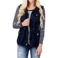thumbnail image 1 of ZAXARRA Woman's Waistcoat Cardigan Solid Color Lapel Zipper Casual Jacket, 1 of 1