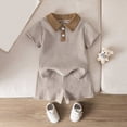 thumbnail image 2 of HCNTES Toddler Baby Summer Clothes Kid Outfits Boys Short Sleeves T-Shirt Tops + Shorts Cute Outfits Set For 2t 3t 4t 5t 6t 7t 8t Kid Short Set(X-Khaki,18-24 Months), 2 of 9