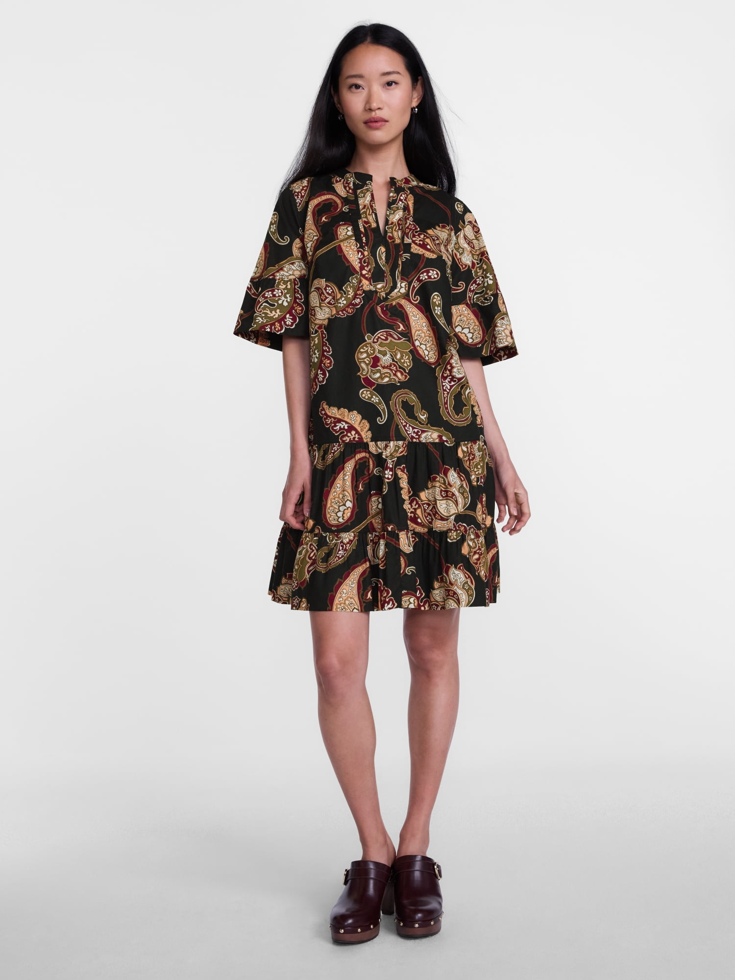 Scenario Women's and Women's Plus V Neck Mini Dress with Flutter Sleeves, Sizes XS-4X