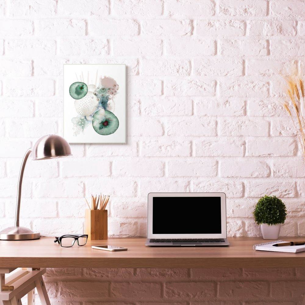 Stupell Industries Abstract Ocean Geometry Watercolor Green Blue Design Wall Plaque Art by Urban Epiphany