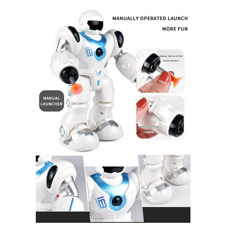Remote Control Robot Smart Programming Space Robot Touch Gesture Induction Dancing Educational Children S Toys Pool Toys For Toddlers 1 3 Plastic Blue