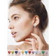 thumbnail image 2 of Pendientes de aro de plata de ley con piedras natales Silvora para mujer. Diamantes creados. Delicada joya de regalo para cumpleaños o Navidad, 2 of 8