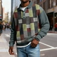 thumbnail image 2 of Nokdvo Sweatshirt Men Plus Size Lapel Collar Button Up Color Block Sweat Shirts Fall Winter Casual Lapel Collar Long Sleeve Pullover Tops,Dark Green L, 2 of 4
