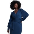 thumbnail image 3 of ELOQUII Women's Plus Size Cross-Front Belted Knit Midi Dress, 3 of 3