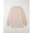 thumbnail image 2 of Women Tops Long Sleeve Women Blouses Hollow-Out Lace Tops Crew Neck Solid Coloe Shirts for Women Apricot, Size M to 2XL, 2 of 8