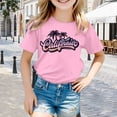 thumbnail image 2 of XFeng Kids Florida Palm Tree Graphic T-Shirt, Gradient Letter Coconut Tree Short Sleeve Casual Tee, 2 of 4