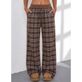 thumbnail image 6 of SHEWIN Womens Sweatpants Classic Plaid Straight Leg Trousers High Waist Baggy Workout Pants with Pockets, 6 of 7