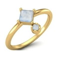 thumbnail image 2 of 4MM Square Shaped Moonstone 925 Sterling Silver Gold Vemreil Solitaire Mother's Day Gift Ring, 2 of 3