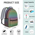 thumbnail image 6 of Rainbow Checkerboard Backpack for School,Cute School Bag,Schoolbag with Adjustable Shoulder Straps & Padded Back,15.3"x11"x6.7", 6 of 6