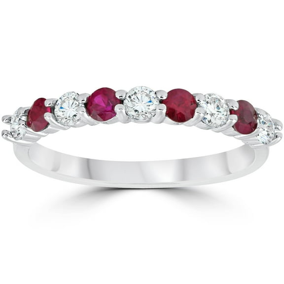 Pompeii 1/2CT Ruby & Diamond Wedding Ring 10K White Gold (H/I,I1-I2)