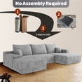 thumbnail image 4 of Wiilayok 107"Cloud Sectional Sofa with 1 Ottoman,Modern Minimalist Upholstered Couches,Oversized Boneless Comfort U Shaped Sofa for Living Room,Deep Seat Corner Couch,Gray (Plush Corduroy Fabric), 4 of 9