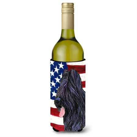 

USA American Flag with Briard Wine Bottle Beverage Insulator Beverage Insulator Hugger