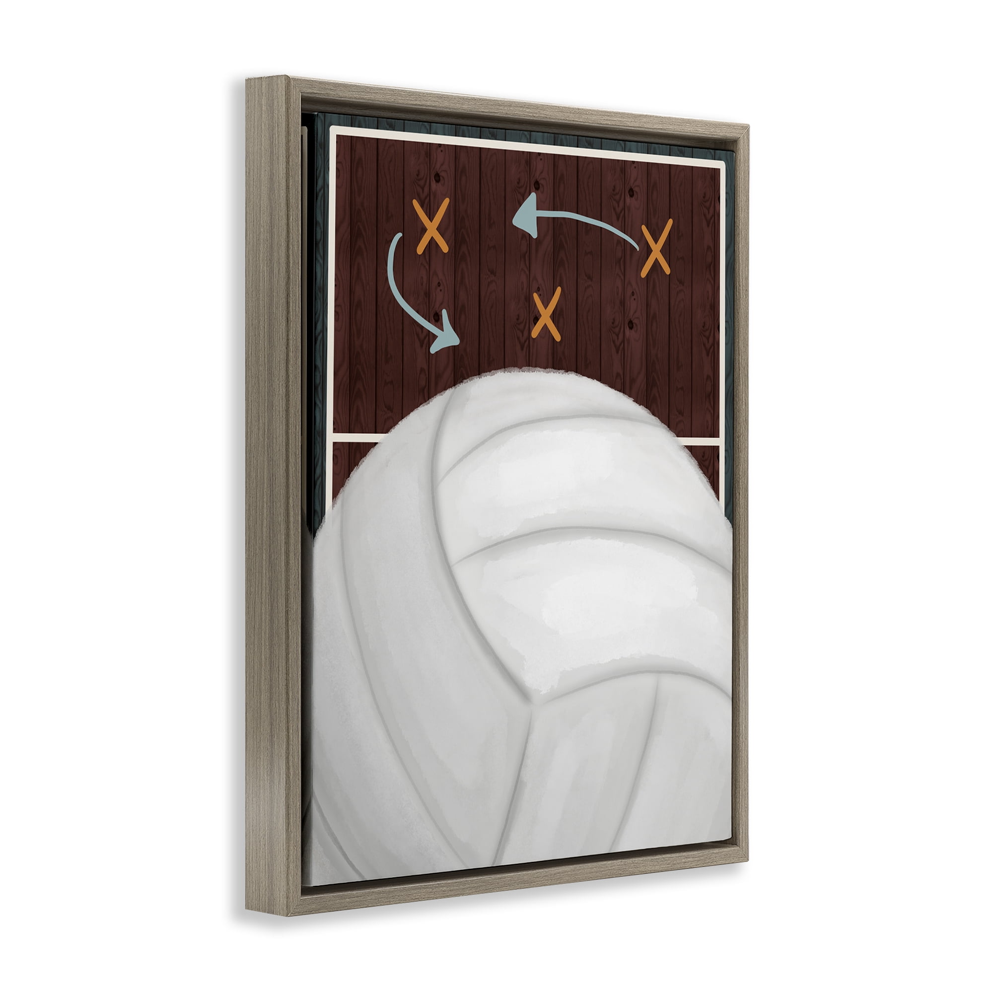 Stupell Industries Volleyball Court Tactics Brown Framed Floater Canvas Wall Art, design by Jennifer Stith