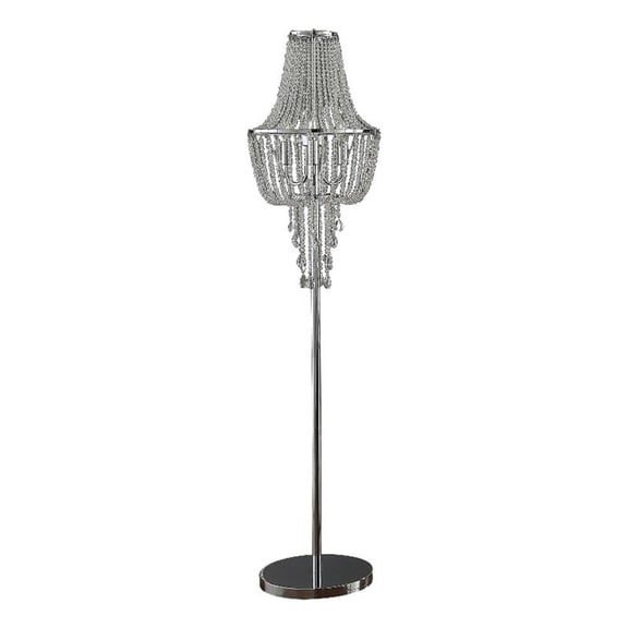 Benjara Cara 62" Floor Lamp- Hanging Drop Design- Crystal and Metal- Chrome
