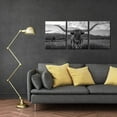 thumbnail image 4 of Hieng Farm Animals Art Prints Black and White Highland Cattle with Long Horns Picture Printed on Canvas Painting for Home Decor Modern Living Room (only canvas), 4 of 6