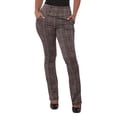 thumbnail image 5 of Asymmetrical Button Waist Flare Pants - Khaki, Brown Plaid, 5 of 10