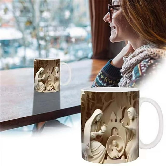 Nativity Mug - Christmas Nativity Scene Coffee Cup Printed Nativity Birth Ceramic Mug Enthusiast Coffee Cup Creatives Space Ceramic Mug