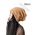 thumbnail image 6 of Riguas Women Winter Hat Beanie Baggy Knitted Soft Elastic Thick Plush Letter Decor Anti-slip Decorative Heat Retention Solid Color Lady Outdoor Cap, 6 of 7