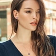 thumbnail image 4 of 18K Rose Gold Plated Silver Blue Created Sapphire Pendant and Earrings Jewelry Set for Women | 6.46 Cttw | Emerald Cut 9X7MM and 8X6MM | Gemstone September Birthstone | with 18 inch Silver Chain, 4 of 4